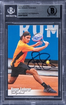 2003 NetPro #90 Roger Federer Signed Rookie Card - Beckett Authentic 
